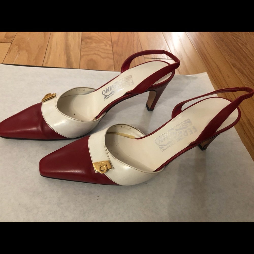 Salvatore Ferragamo red leather slingback
